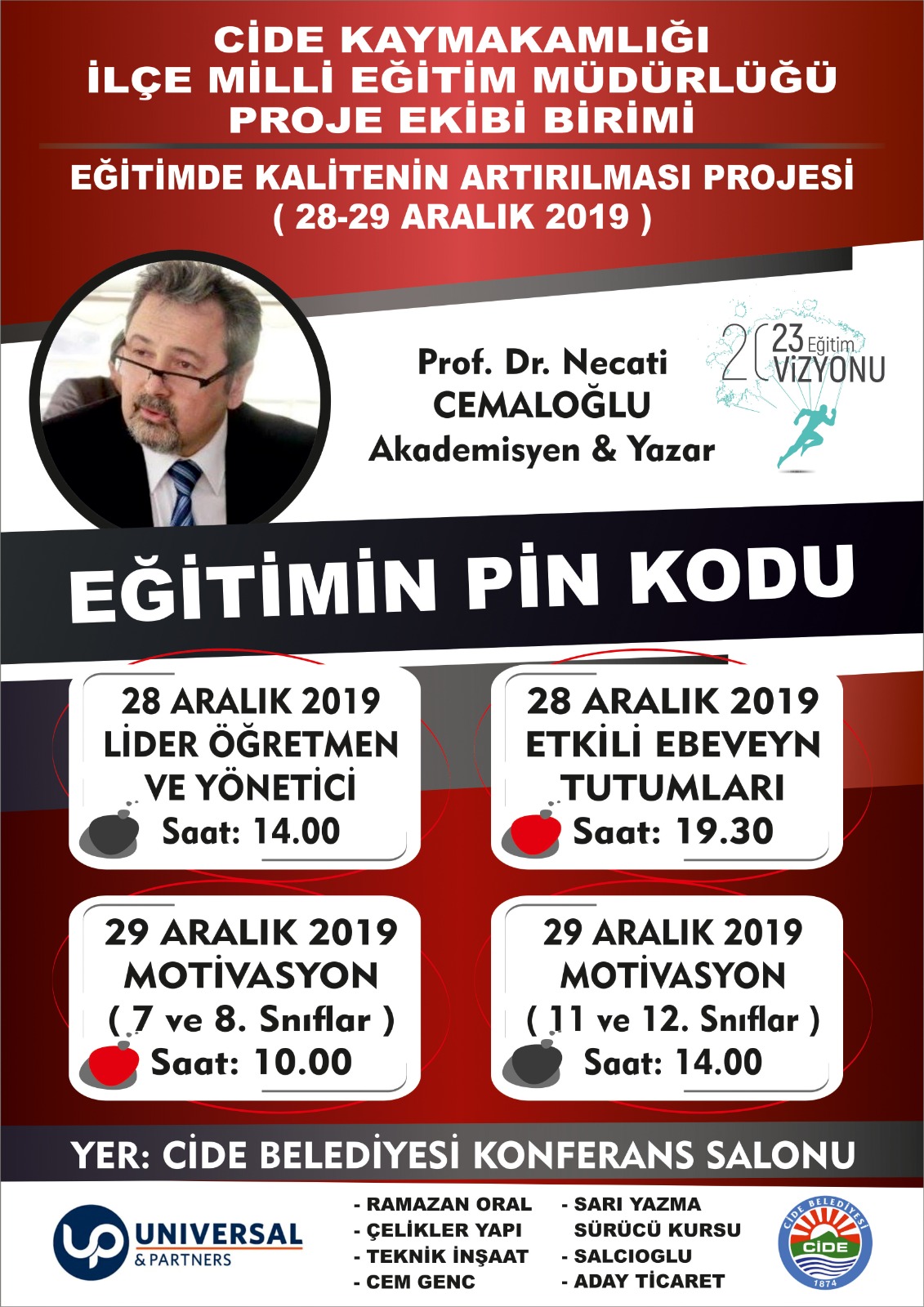 Prof. Dr. Necati Cemaloğlu Cide’de konferans verecek