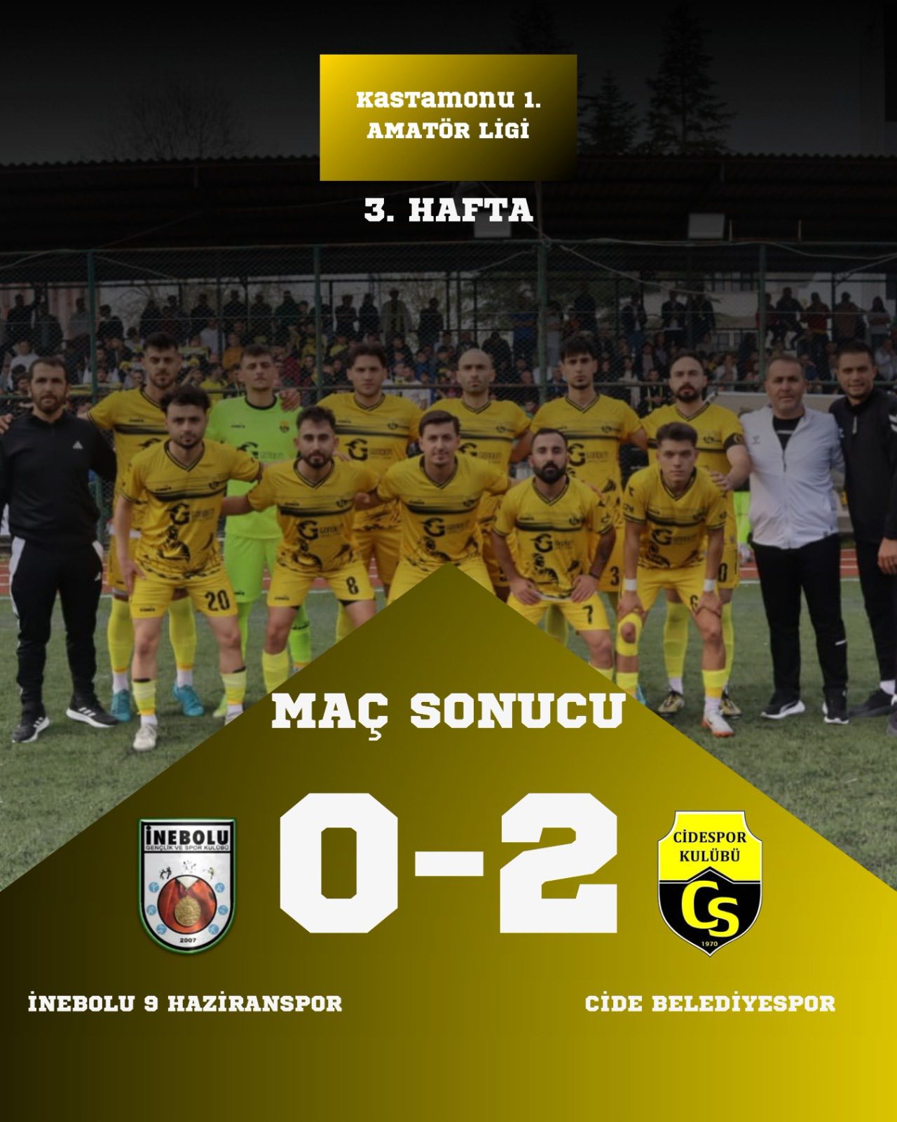 İnebolu 9 Haziranspor : 0 Cide Belediyespor : 2 maçın golleri